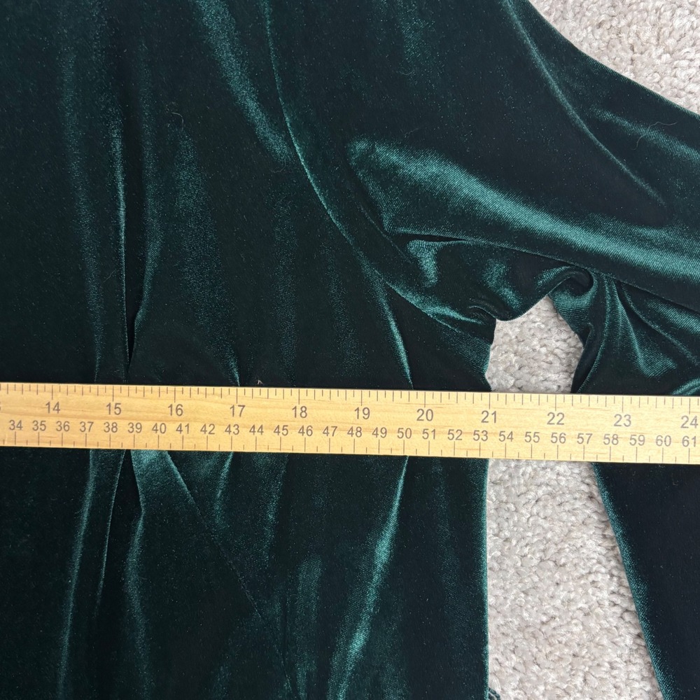 Calvin Klein Womens Green Velvet Wide Leg Jumpsuit Bell Sleeve Size 18W (READ) - Picture 9 of 14